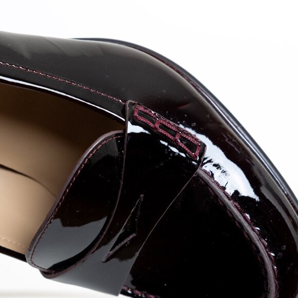 Michael Kors Buchanan Burgundy Patent Block Heel Loafers Preppy - Picture 16 of 16